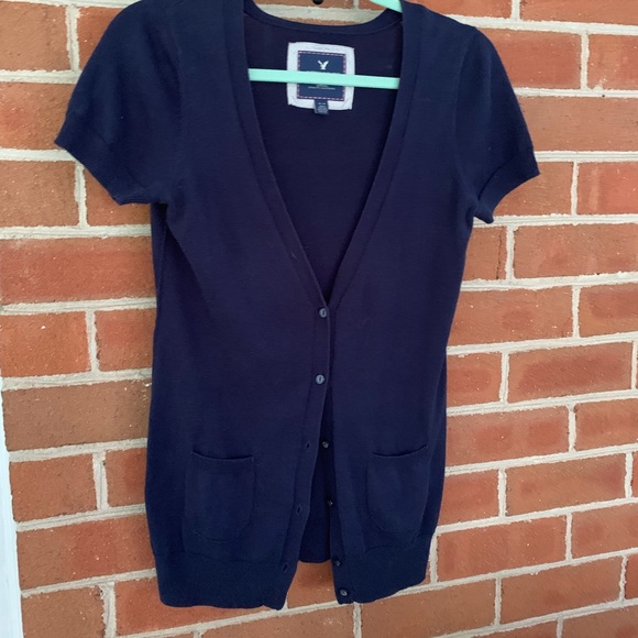 Ladies short sleeved cardigan sweater